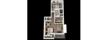 2 bedroom 2 bathroom floorplan with balcony at Polo Club Apartments, Austin, 78729