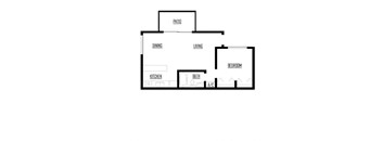 A black and white drawing of a house floor plan.