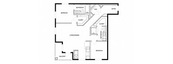 A black and white image of a house floor plan.