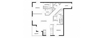 A black and white image of a house floor plan.
