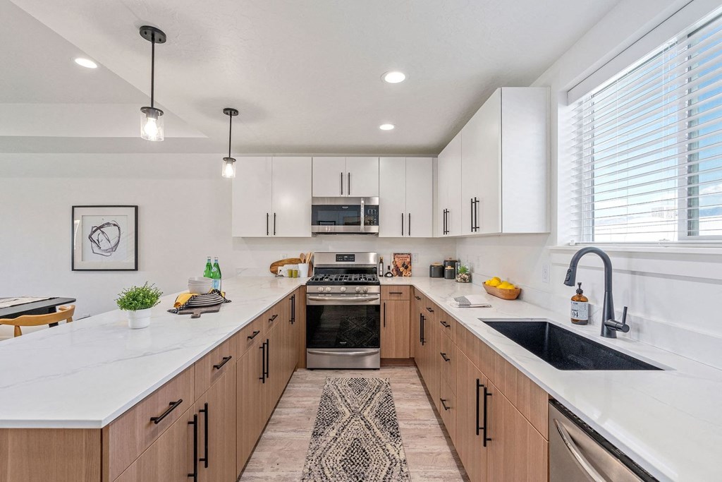 kitchen with wooden cabinets and stainless steel appliances