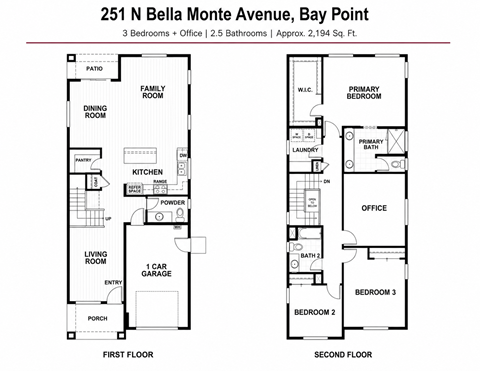 A floor plan for a two-story home with a garage.