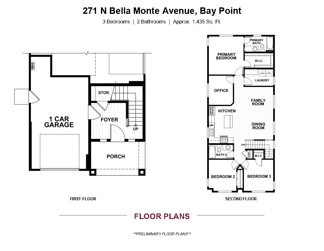A floor plan for a two-story home at 271 N Bella Monte Avenue, Bay Point.