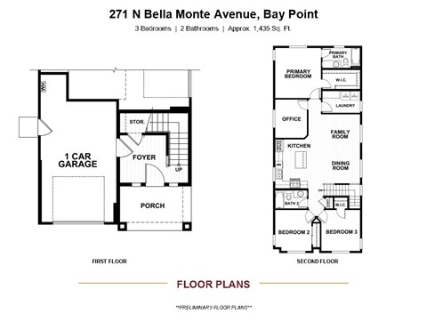 A floor plan for a two-story home at 271 N Bella Monte Avenue, Bay Point.