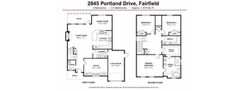 Floor plan for a 2 bedroom, 2.5 bath home.