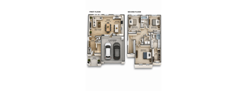 A floor plan of a two-story house with dimensions and room names.