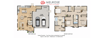 A floor plan for a Melrose at the Villages property shows two different configurations for the first and second floors.