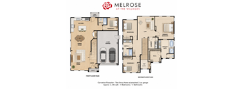 A floor plan for a two story home with attached garage.