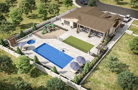 A large house with a pool in the backyard.