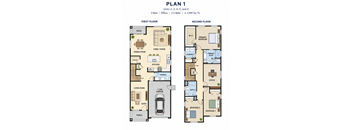 A floor plan of a 3 bedroom apartment with 2.5 bathrooms and a total area of 2,194 square feet.