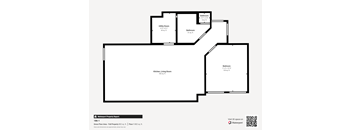 A floor plan of a property with a kitchen, living room, utility room, bathroom, and bedroom.