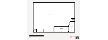 A floor plan of a property with a kitchen, living room, bathroom, and closet.