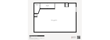 A floor plan of a property with a bathroom, staircase, pantry and a living room.