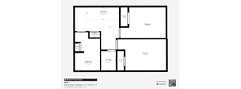 A floor plan of a property with a laundry room, two bathrooms, two bedrooms, a living room, and a staircase.