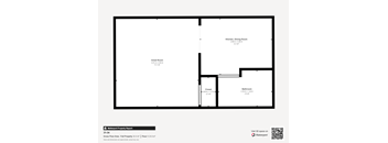 A floor plan of a property with a kitchen, dining room, bathrooms and a great room.