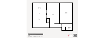 A floor plan of a property with a kitchen, two bedrooms, a bathroom, and a living room.