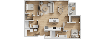 A floor plan of a house with labeled rooms such as "Kitchen" and "Living Room".