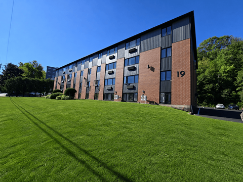 A large building with the number 19 on it.
