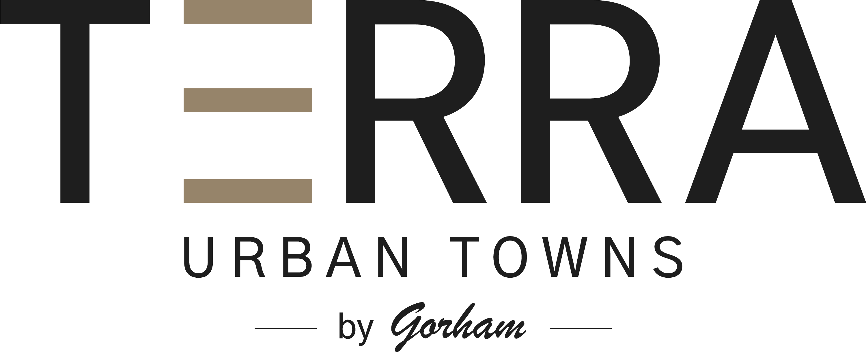 A poster with the title "Terra Urban Towns" by Gorham.