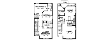 A black and white image of a floor plan for a house with labeled rooms.