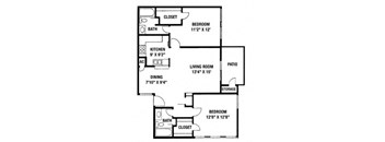 A black and white image of a floor plan for a home.