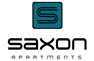 The image is a logo for Saxon Apartments.
