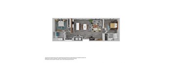 A floor plan of a house with a kitchen, living room, and bathroom.