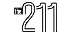 A black and white image with the text "the 211" written on it.