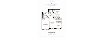 A black and white image of a floor plan for an apartment.