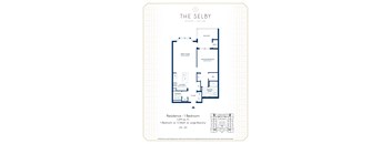A floor plan for a residence with 1 bedroom, 1.019 sq. ft. area, featuring 1 bedroom, 1.5 bath, and a large balcony.