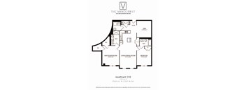 A black and white image of a floor plan for an apartment.