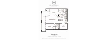 A black and white image of a floor plan for an apartment.