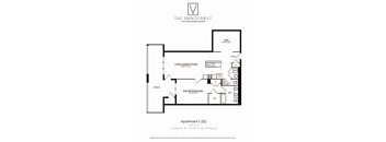 A black and white image of a floor plan for an apartment.