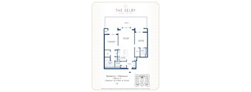 A floor plan for a 2 bedroom residence is shown with all dimensions and measurements.