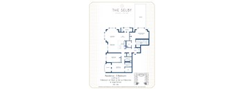 A floor plan for a 3 bedroom residence at The Selby.