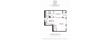 A black and white image of a floor plan for an apartment.