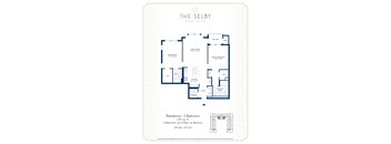 A floor plan for a 2 bedroom residence with a master bedroom and a powder room.