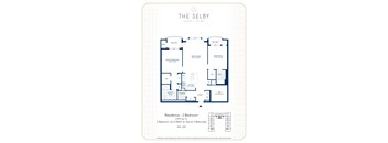 A floor plan for a 2 bedroom residence at The Selby.