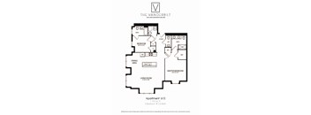 A black and white image of a floor plan for an apartment.