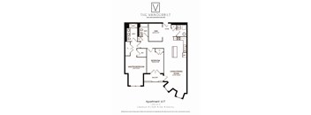 A black and white image of a floor plan for an apartment.