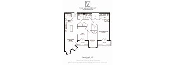 A black and white image of a floor plan for an apartment.