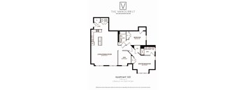 A black and white image of a floor plan for an apartment.