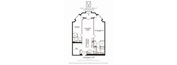 A black and white image of a floor plan for an apartment.