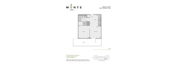 A floor plan for a 1 Bedroom Type 01 apartment at 20 Montekwestin Winter.