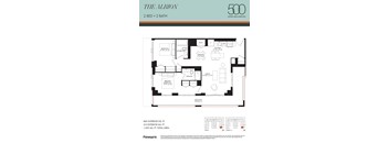 A floor plan for a 2 bedroom, 2 bathroom apartment in The Albion building.
