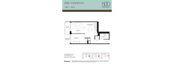 A floor plan for a 1 bedroom, 1 bathroom apartment at The Anderson in Upper Wellington.