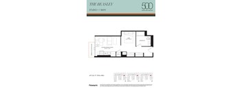 A floor plan for a 470 square foot studio with one bath.