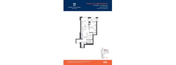 A floor plan for a suite in The Claremont Tower by King William.