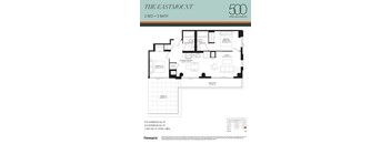 A floor plan for a 2 bedroom, 2 bathroom apartment in Upper Wellington.
