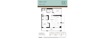 A floor plan for a 2 bedroom, 2 bathroom apartment in Upper Wellington.